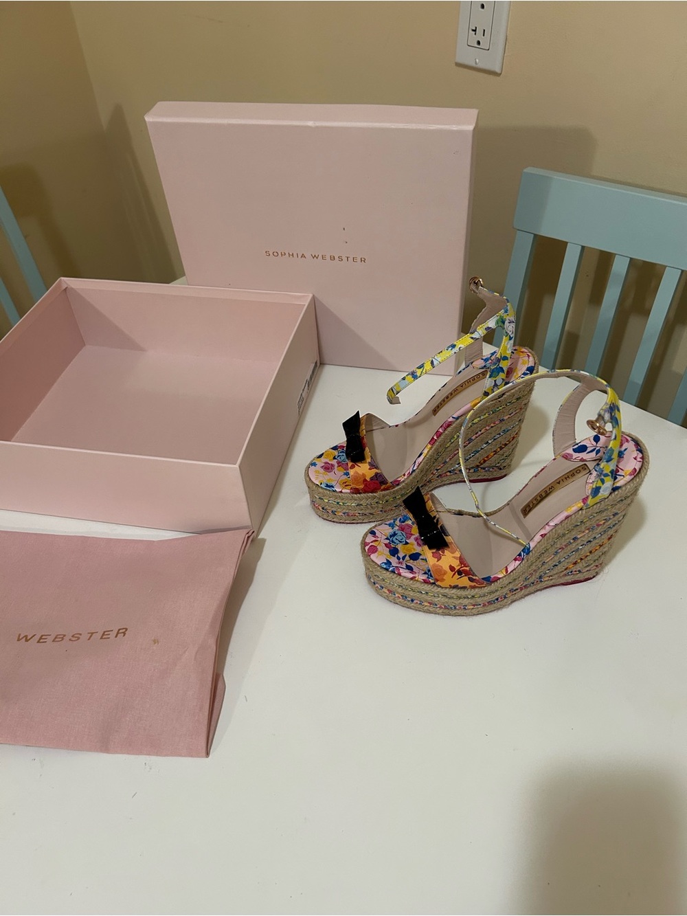 Sophia Webster Multicolor Floral Espadrille Wedge Sandals